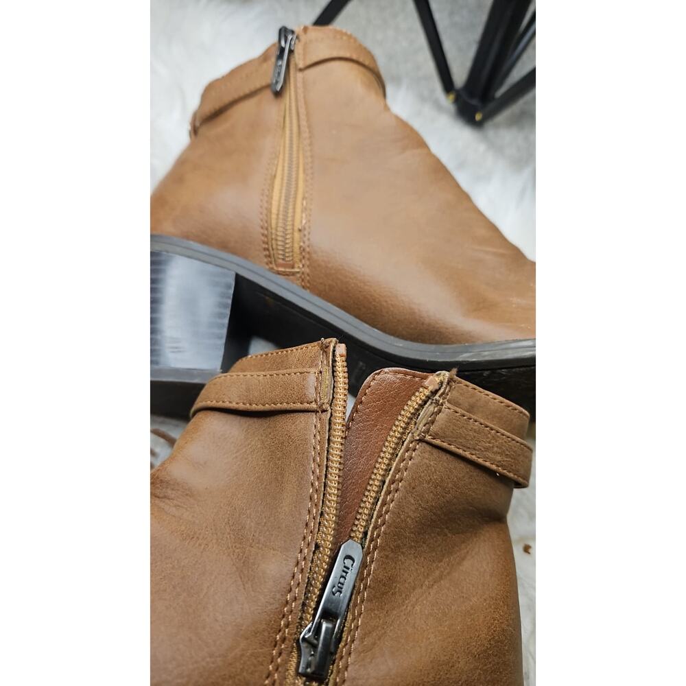 Circus by Sam Edelman Jolie Fringe Boots Saddle Brown 7.5M Zip Ankle Booties - Picture 6 of 7